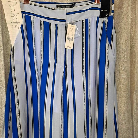 NYC 7th Avenue Design Studio Women Size 0 Tall Palazzo Pants Stretch Blue - Picture 2 of 5